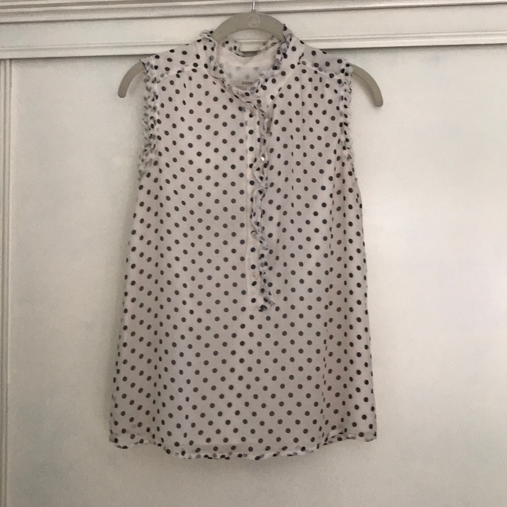 J. Crew White and Black Polka Dot Blouse
